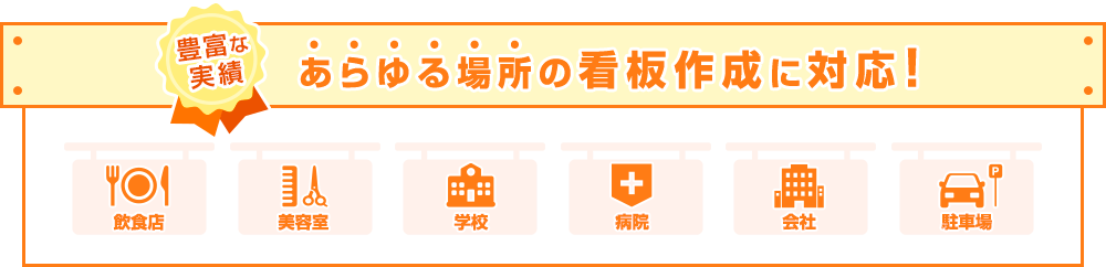 あらゆる場所の看板作成に対応!
